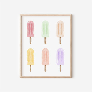 Impressão de Arte de Colagem de Picolé de Aquarela