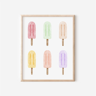 Impressão de Arte de Colagem de Picolé de Aquarela