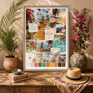 Impressão de Arte de Colagem de Viagem para Puerto