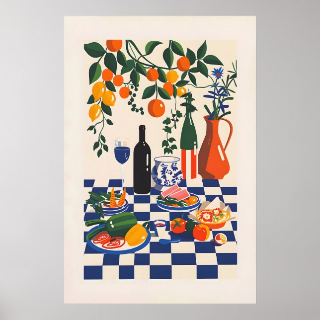 Impressão de Arte de Comida e Vinho Abstrata Vibra (Frente)