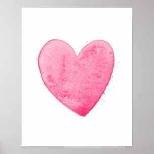 Impressão de Arte de Coração Rosa Quente