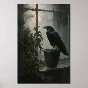 Impressão de Arte de Corvo Cottagecore Escuro Góti