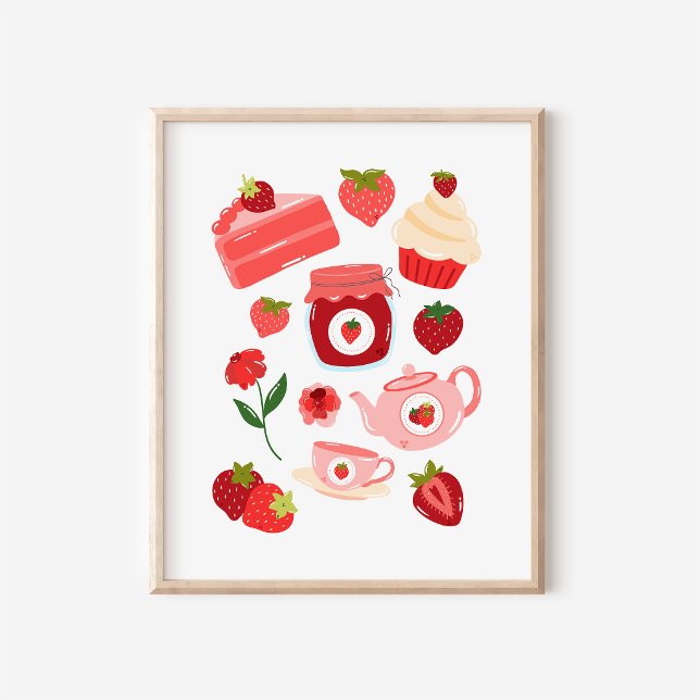 Impressão de Arte de Cozinha Colagem de Morango Co (Criador carregado)