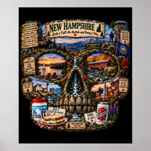 Impressão de Arte de Crânio de New Hampshire Est