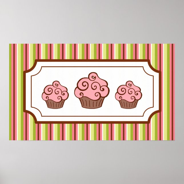 Impressão de Arte de Cupcake com Listras de Bala (Frente)