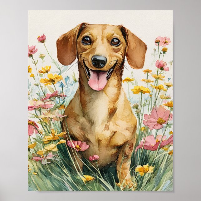 Impressão de Arte de Dachshund Engraçado – Poster  (Frente)