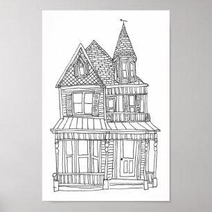 Impressão de Arte de Desenho de Linha Doméstica Hi