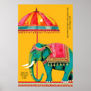 Impressão de Arte de Elefante Indiano Cultura Raja
