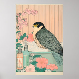 Impressão de Arte de Falcão-peregrino Ukiyo-e Esti