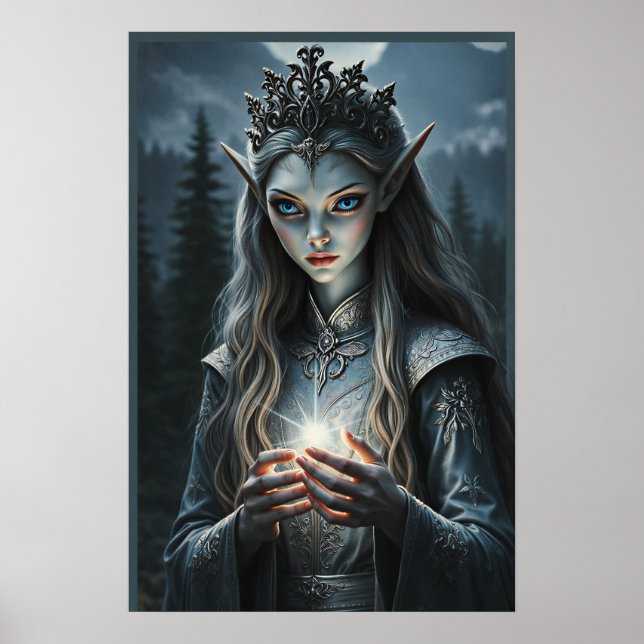 Impressão de Arte de Fantasia da Elfa Mística Sylv (Frente)