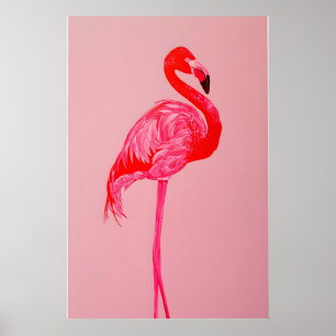 Impressão de Arte de Flamingo Vermelho em Papel Ma