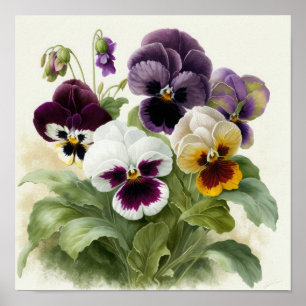 Impressão de Arte de Flor de Pensamentos Poster