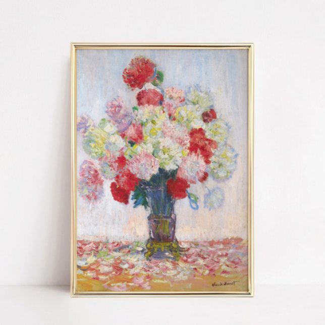 Impressão de Arte de Flores de Peônia para Decoraç (Vase de Pivoines by Claude Monet, 1882 – Impressionist Peony Still Life Art Print)