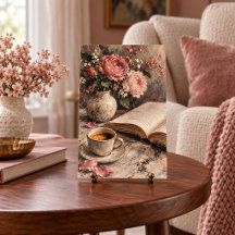 Impressão de Arte de Flores na Mesa de Café