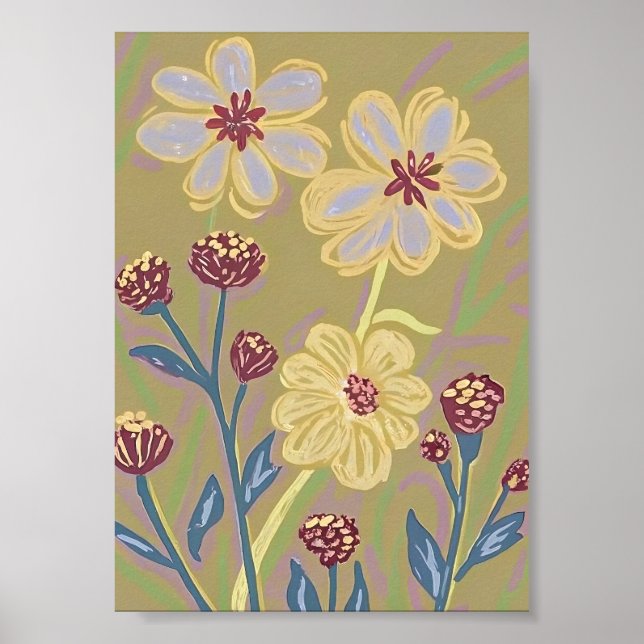 Impressão de Arte de Flores Silvestres Abstratas (Frente)