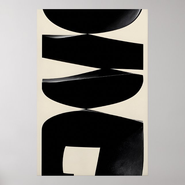 Impressão de Arte de Formas Pretas Abstratas Giclé (Frente)