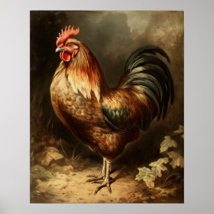 Impressão de Arte de Galo Caipira Vintage