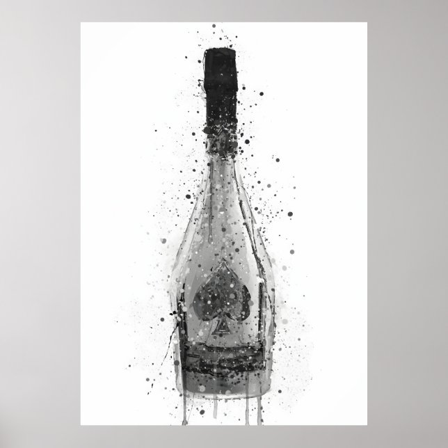 Impressão de Arte de Garrafa de Champanhe 'Titânio (Frente)