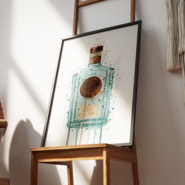 Impressão de Arte de Garrafa de Gin Azul (Criador carregado)
