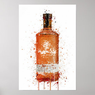 Impressão de Arte de Garrafa de Gin 'Blood Orange'