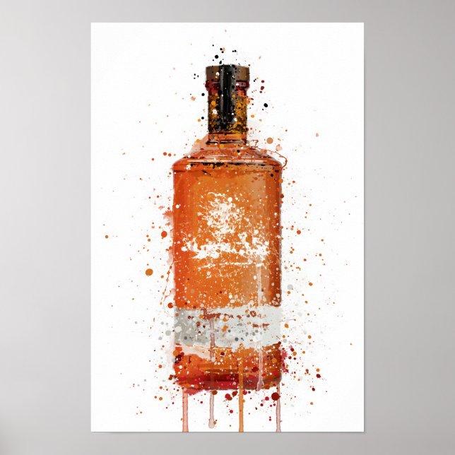 Impressão de Arte de Garrafa de Gin 'Blood Orange' (Frente)