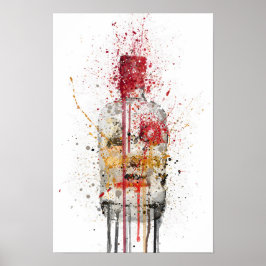 Impressão de Arte de Garrafa de Gin 'Carmesim'