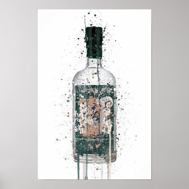 Impressão de Arte de Garrafa de Gin 'Deep Pine' (Frente)