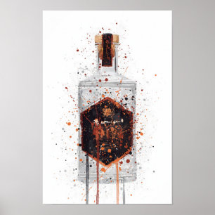 Impressão de Arte de Garrafa de Gin 'Favo de Mel'
