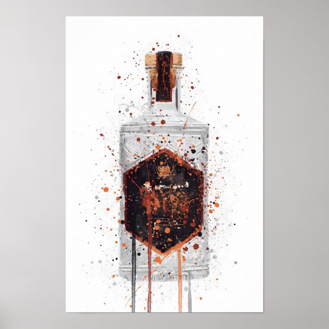 Impressão de Arte de Garrafa de Gin 'Favo de Mel' (Frente)