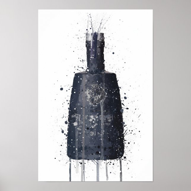 Impressão de Arte de Garrafa de Gin 'Granito Escur (Frente)