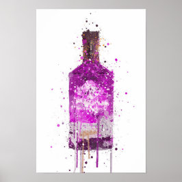 Impressão de Arte de Garrafa de Gin 'Magenta'