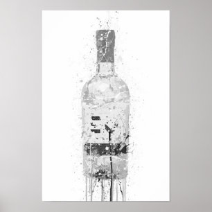 Impressão de Arte de Garrafa de Gin 'Mármore Cinza