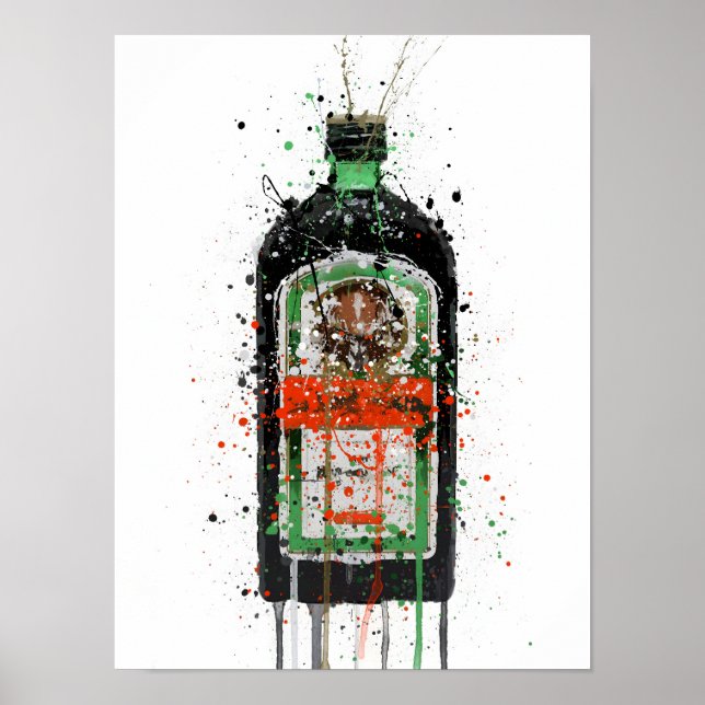 Impressão de Arte de Garrafa de Licor na Parede 'T (Frente)