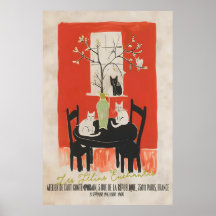 Impressão de Arte de Gato Parisiense Les Chats Enc