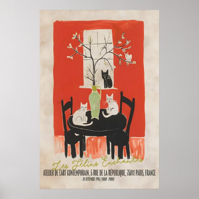 Impressão de Arte de Gato Parisiense Les Chats Enc (Frente)