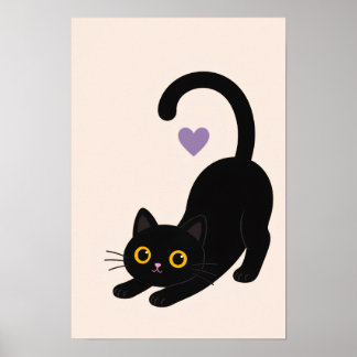 Impressão de Arte de Gato Preto Alongado – Gato Mi