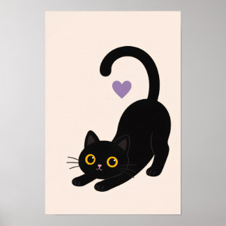 Impressão de Arte de Gato Preto Alongado – Gato Mi