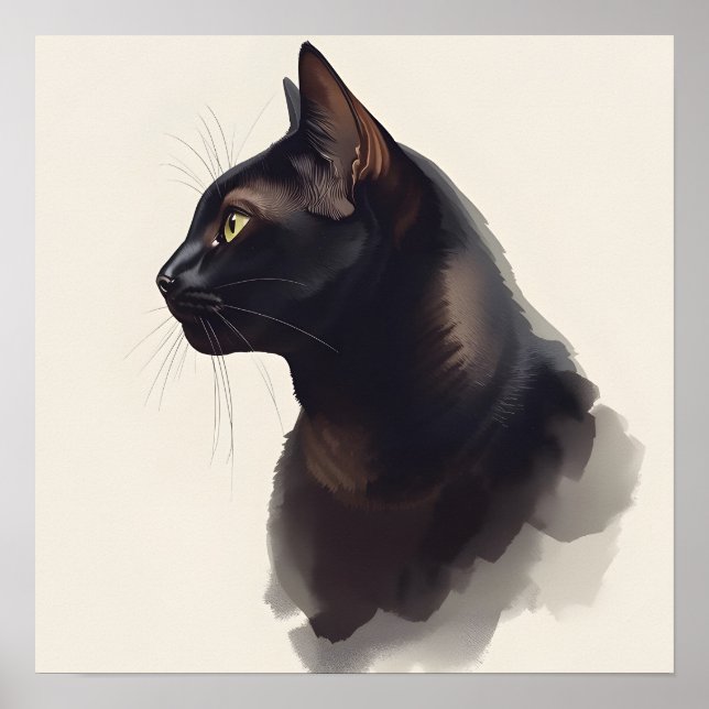 Impressão de Arte de Gato Preto Minimalista (Frente)
