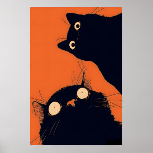 Impressão de Arte de Gatos Pretos Anime Pop Art, A