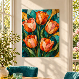 Impressão de Arte de Janela de Tulipa em Âmbar