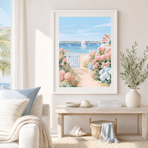 Impressão de Arte de Jardim de Casa de Praia