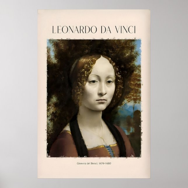 Impressão de Arte de Leonardo da Vinci - Ginevra d (Frente)