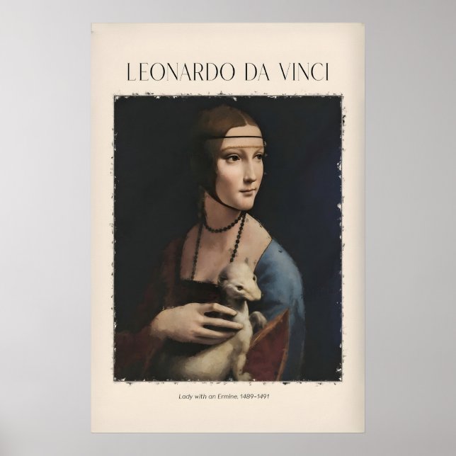 Impressão de Arte de Leonardo da Vinci - Senhora c (Frente)