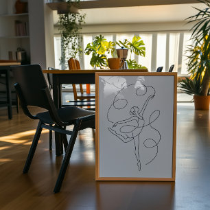 Impressão de Arte de Linha de Bailarina Minimalist