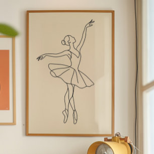 Impressão de Arte de Linha de Bailarina Minimalist