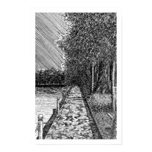 Impressão de Arte de Linha de Passeio de Lago Cêni