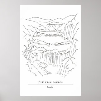 Impressão de Arte de Linha Mínima dos Lagos de Pli