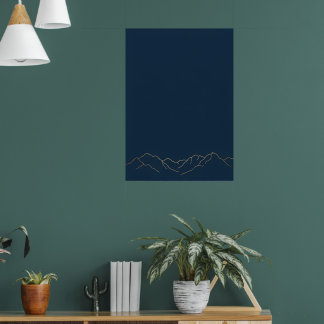Impressão de Arte de Linha Minimalista Azul Escuro