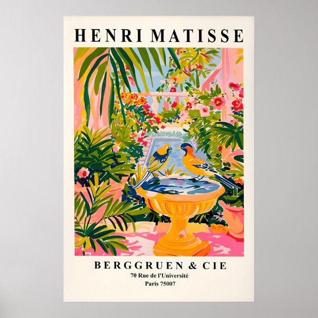 Impressão de Arte de Matisse Pássaros Cantores no  (Frente)