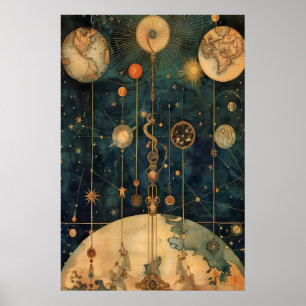 Impressão de Arte de Mecânica Celeste Estrela Vint